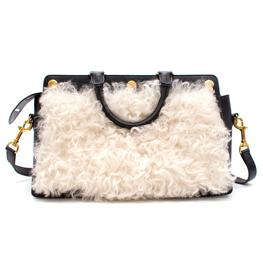 White Mulberry chester shearling tote bag For Sale