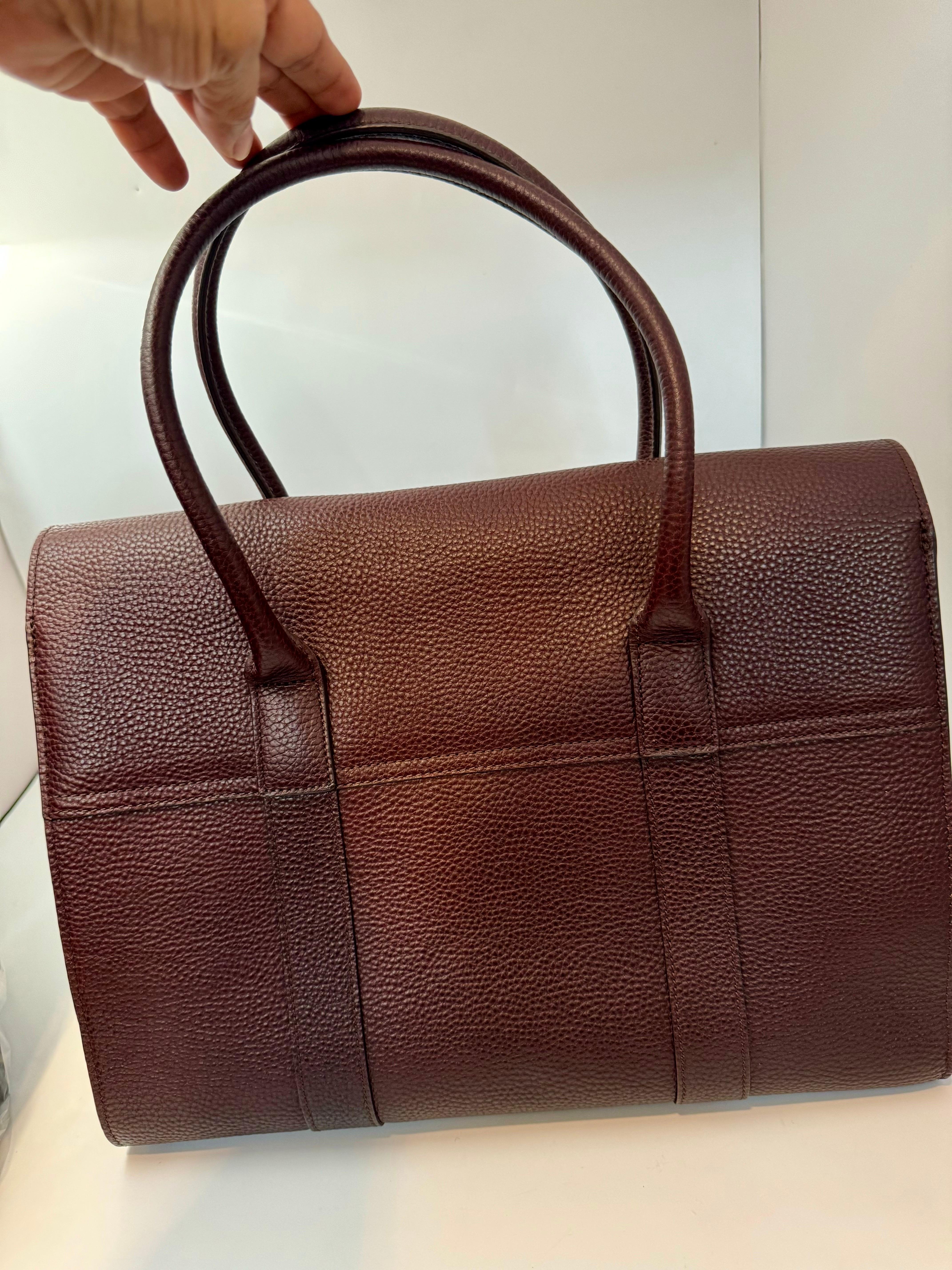 MULBERRY Classic Bayswater bag in grained leather with double handle , Large New For Sale 1