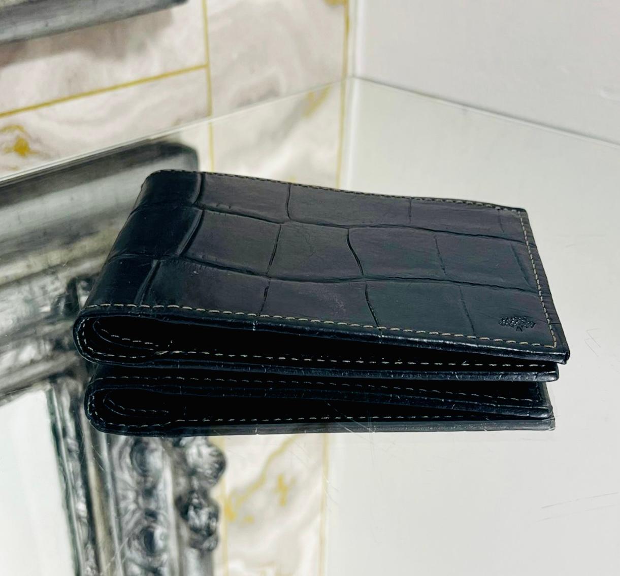 Black Mulberry Credit Card Croc Embossed Leather Wallet