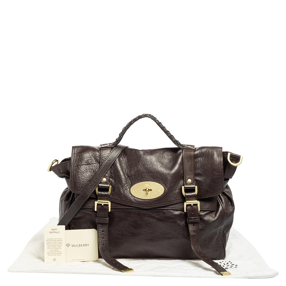 Mulberry Dark Brown Leather Oversized Alexa Top Handle Bag 2