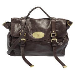 Mulberry Dark Brown Leather Oversized Alexa Top Handle Bag