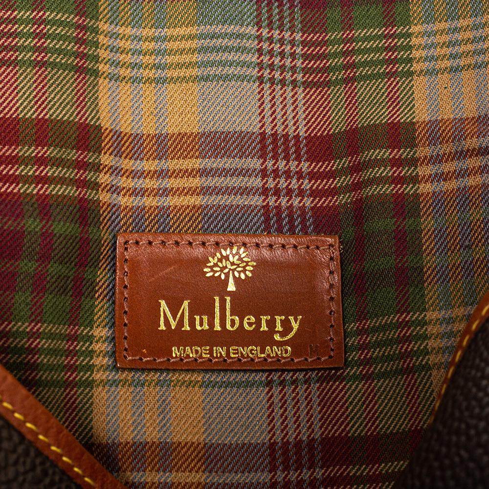 Mulberry Dunkelbraun strukturiertes Leder Vintage Klappe Crossbody Tasche 1