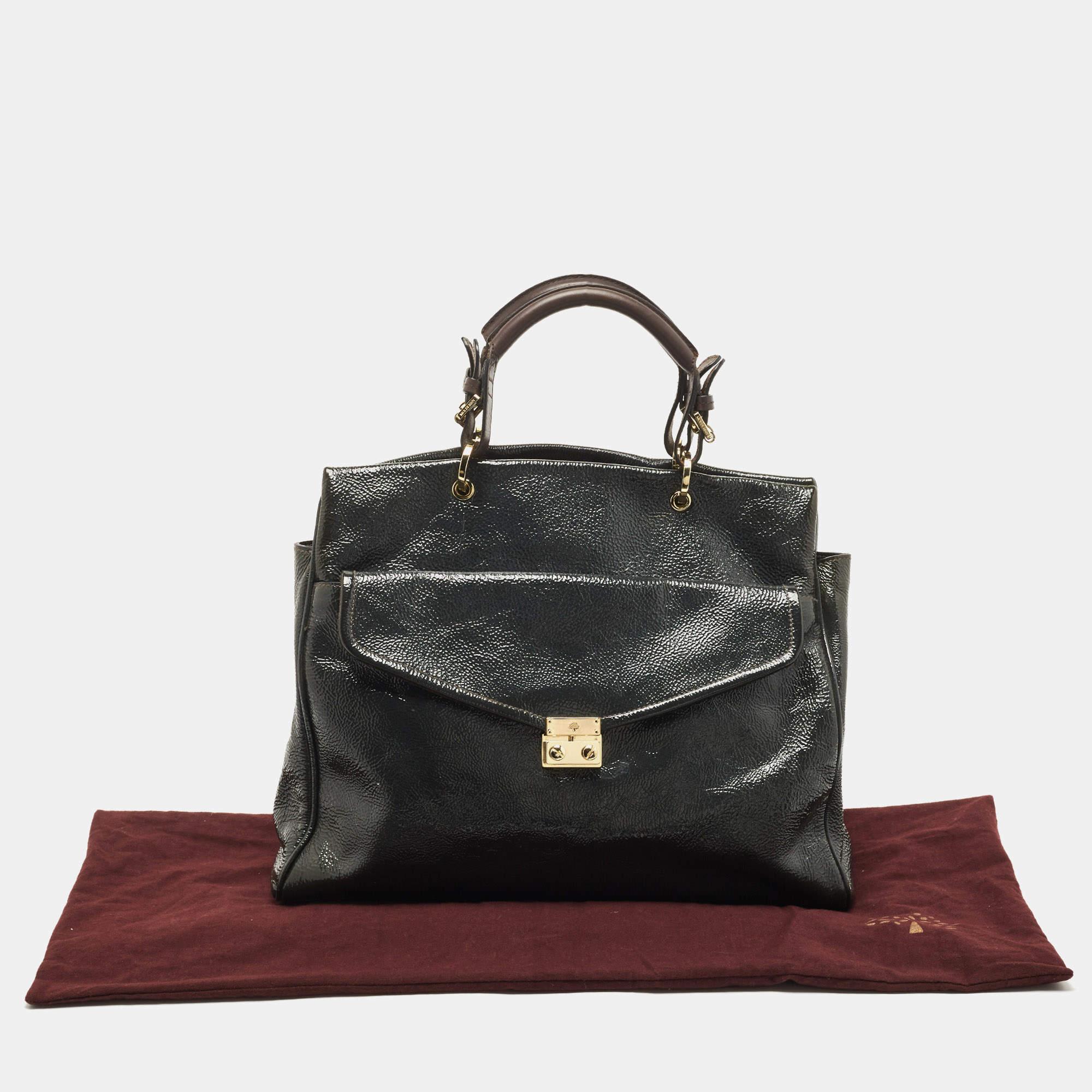 Mulberry Dark Grey Patent and Leather Neely Tote 7