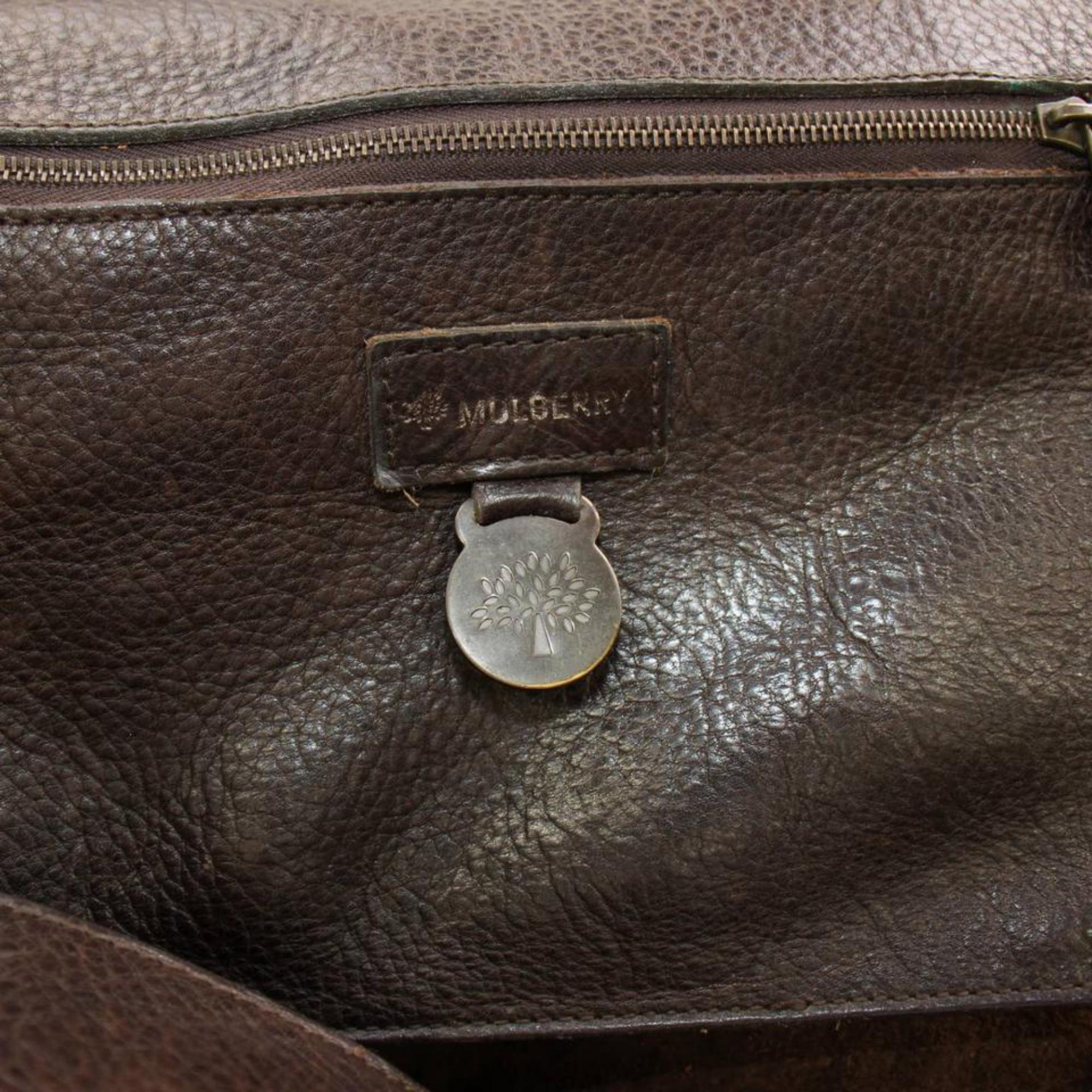 Black Mulberry Dark Studded Roxanne 867942 Brown Leather Shoulder Bag For Sale