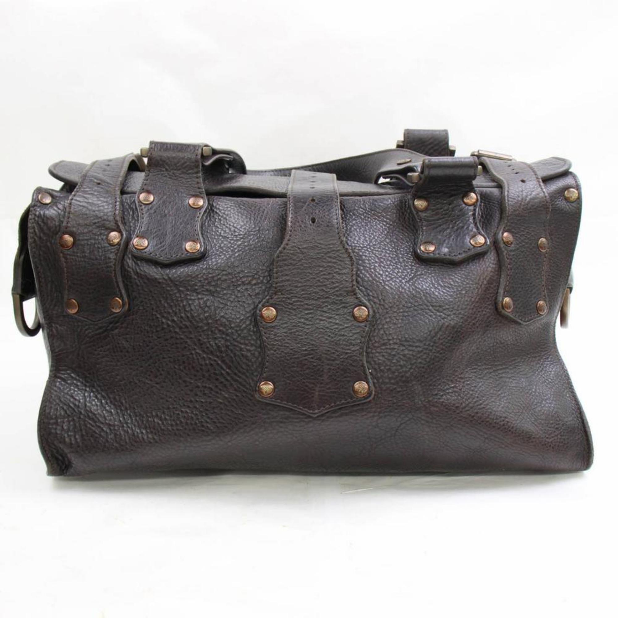 Mulberry Dark Studded Roxanne 867942 Brown Leather Shoulder Bag For Sale 1
