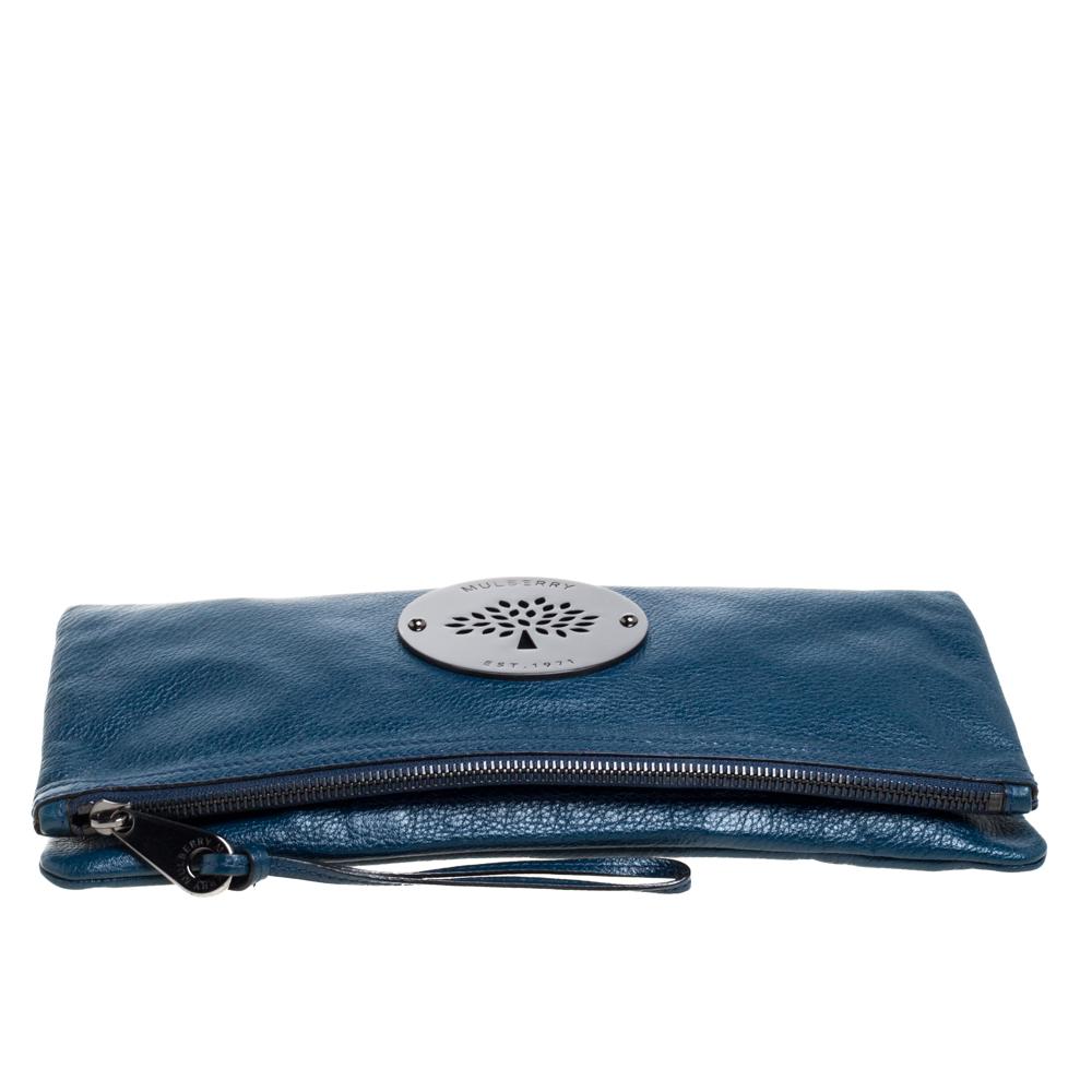 Mulberry Dark Teal Leather Daria Fold Over Clutch 2