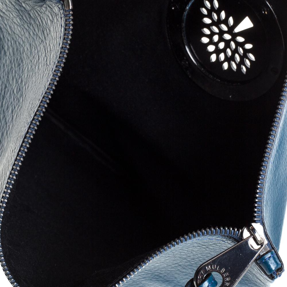 Women's Mulberry Dark Teal Leather Daria Fold Over Clutch