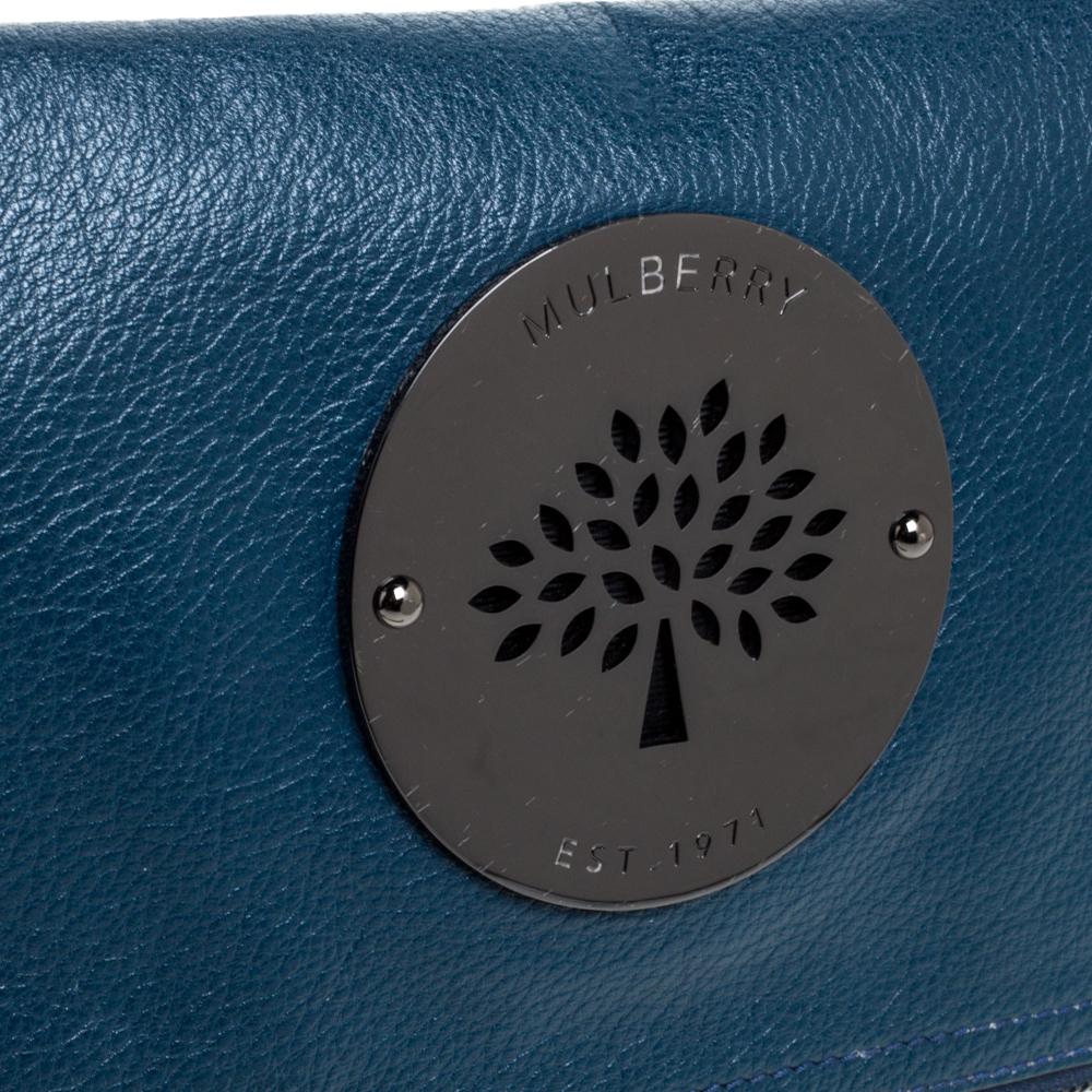 Mulberry Dark Teal Leather Daria Fold Over Clutch 1