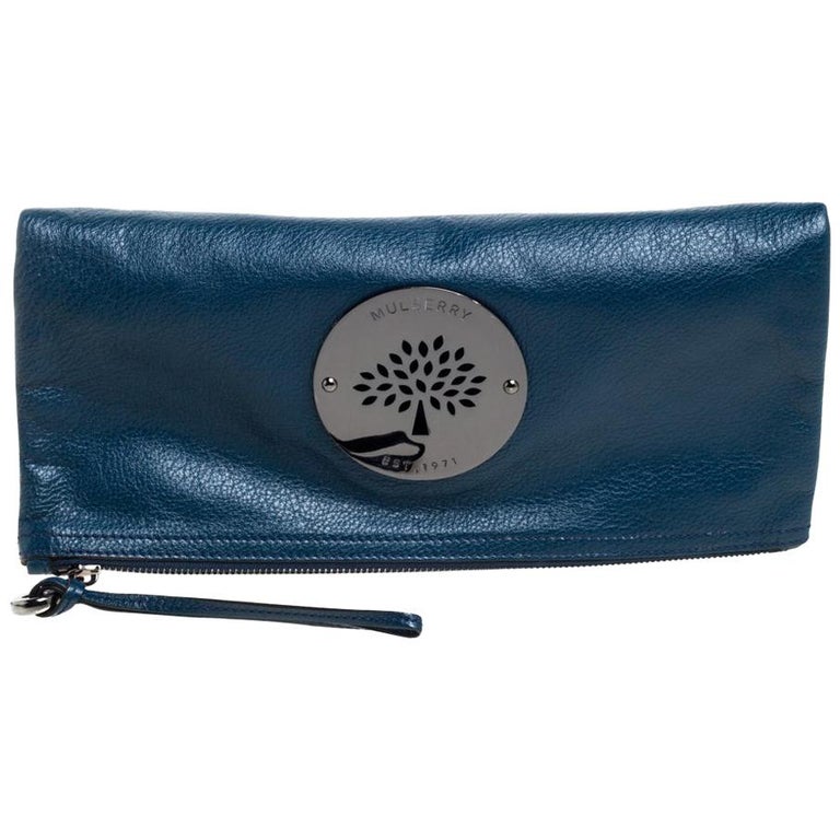Mulberry Dark Teal Leather Daria Fold Over Clutch at 1stDibs