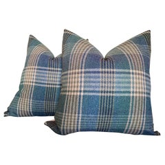 Mulberry for Lee Jofa “Braemar” in Blue 22" Down-Filled Pillows - a Pair