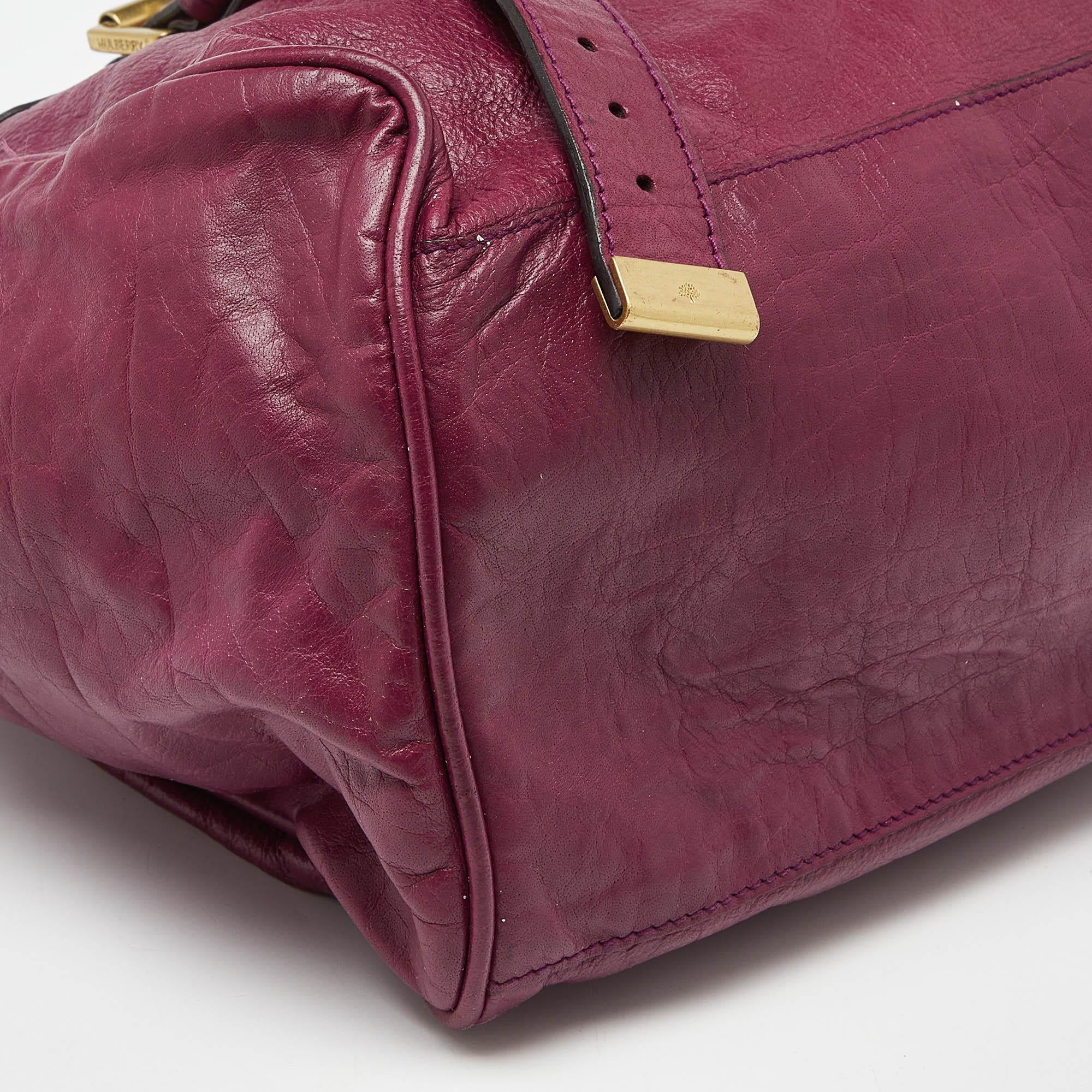 Mulberry Fuchsia Leather Oversized Alexa Satchel For Sale 6
