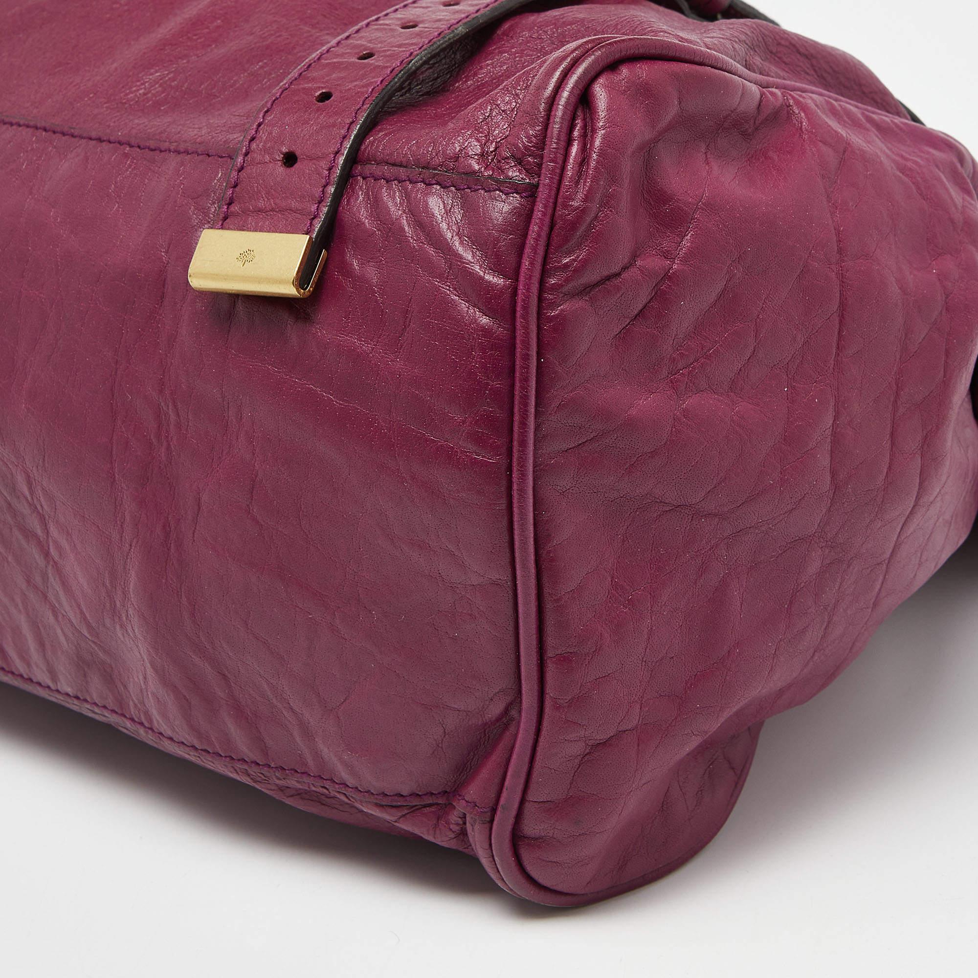 Mulberry Fuchsia Leather Oversized Alexa Satchel For Sale 7