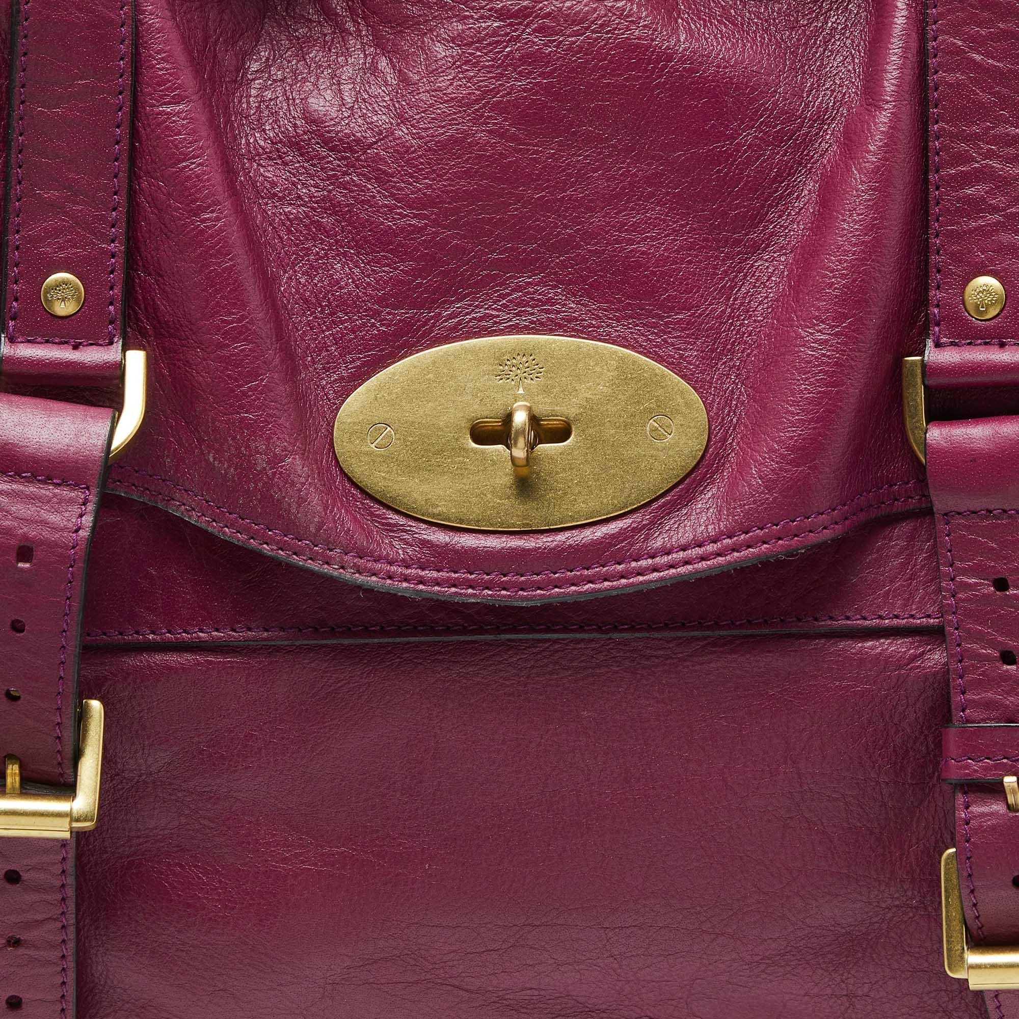 Mulberry Fuchsia Leather Oversized Alexa Satchel For Sale 4