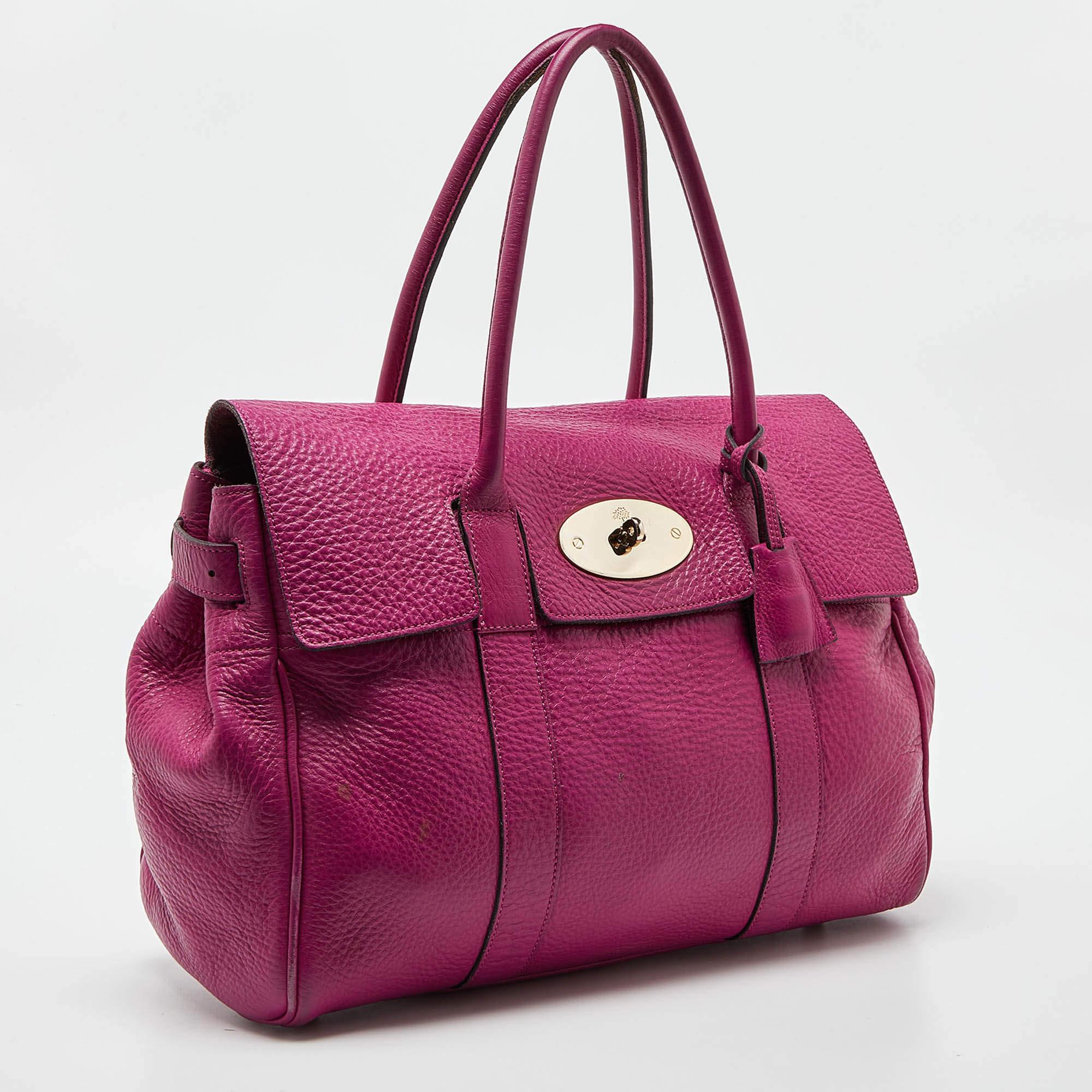 Pink Mulberry Fuschia Grained Leather Bayswater Satchel