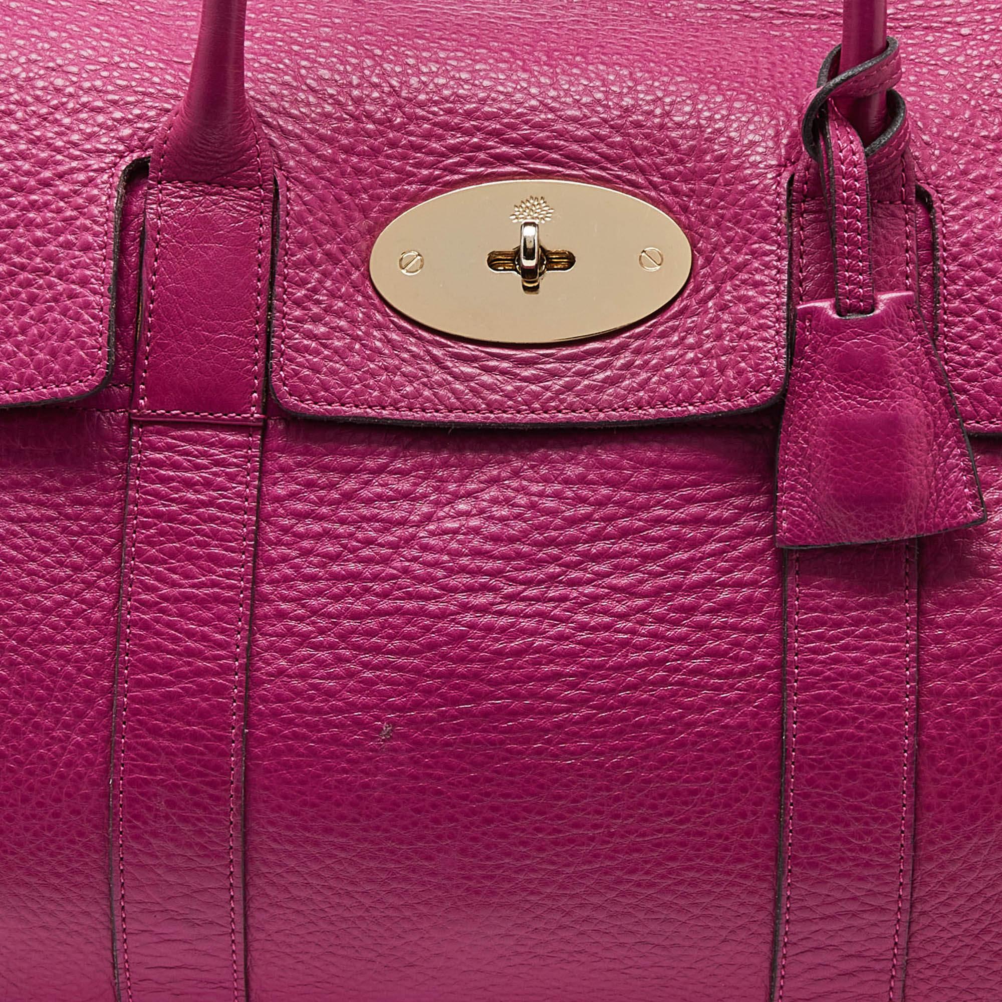 Mulberry Fuschia Grained Leather Bayswater Satchel 3