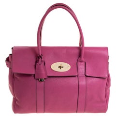 Used Mulberry Fuschia Grained Leather Bayswater Satchel