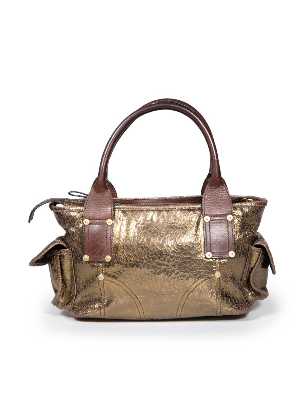 Mulberry Gold Leather Distressed Jody Handbag In Good Condition For Sale In London, GB