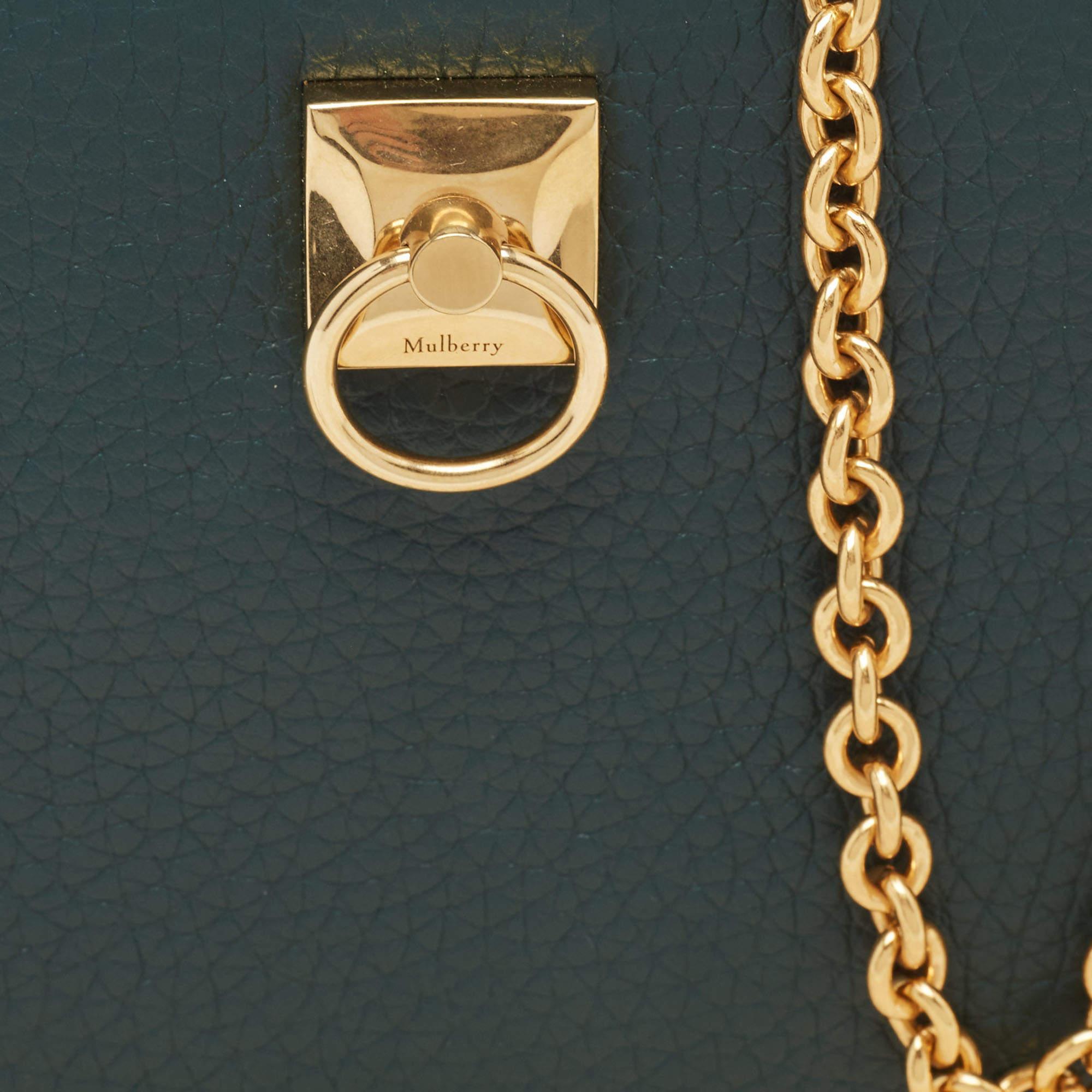 Mulberry Green Leather Iris Wallet On Chain For Sale 6