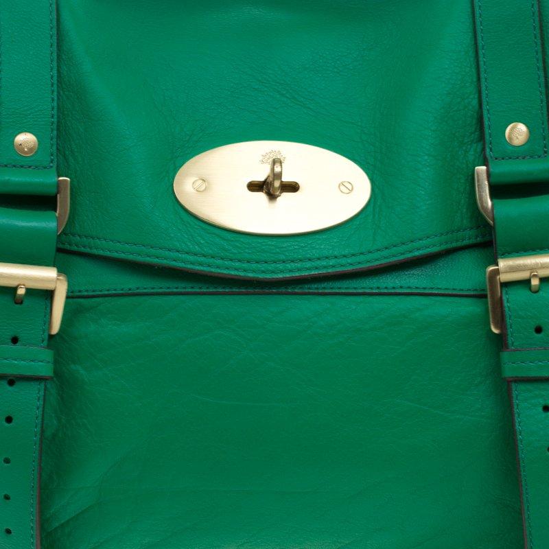 Mulberry Green Leather Oversized Alexa Satchel Damen