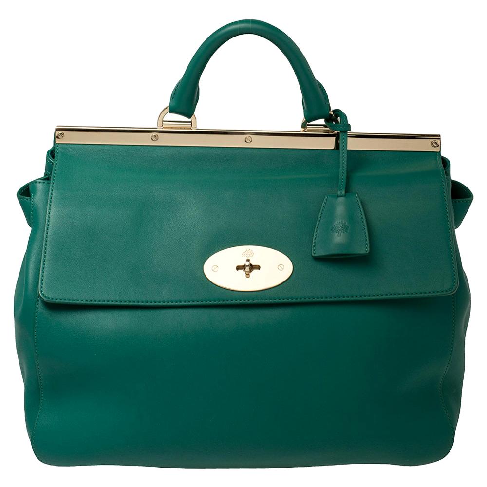Mulberry Green Leather Suffolk Top Handle Bag