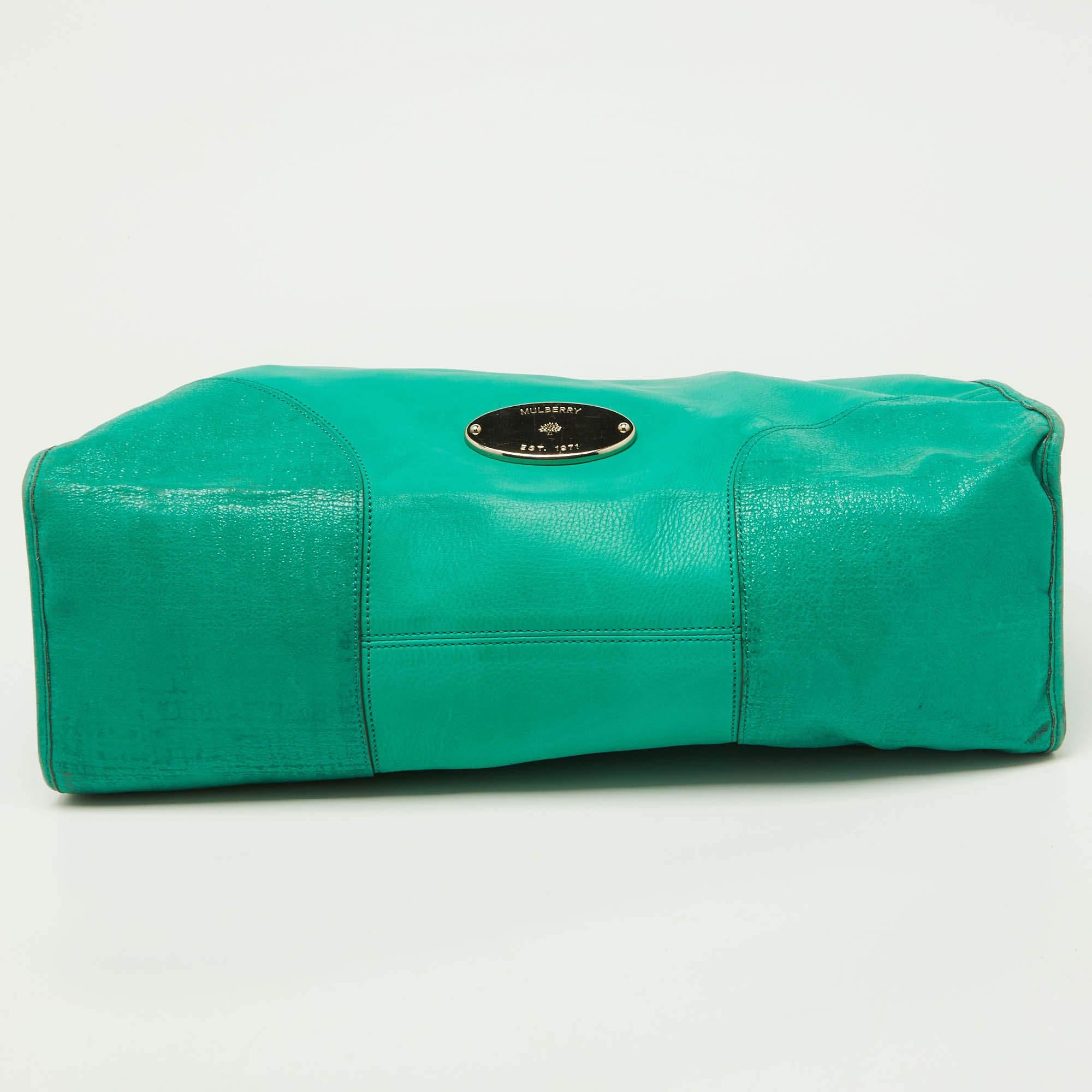 Mulberry Green Leather Taylor Top Handle Bag 8