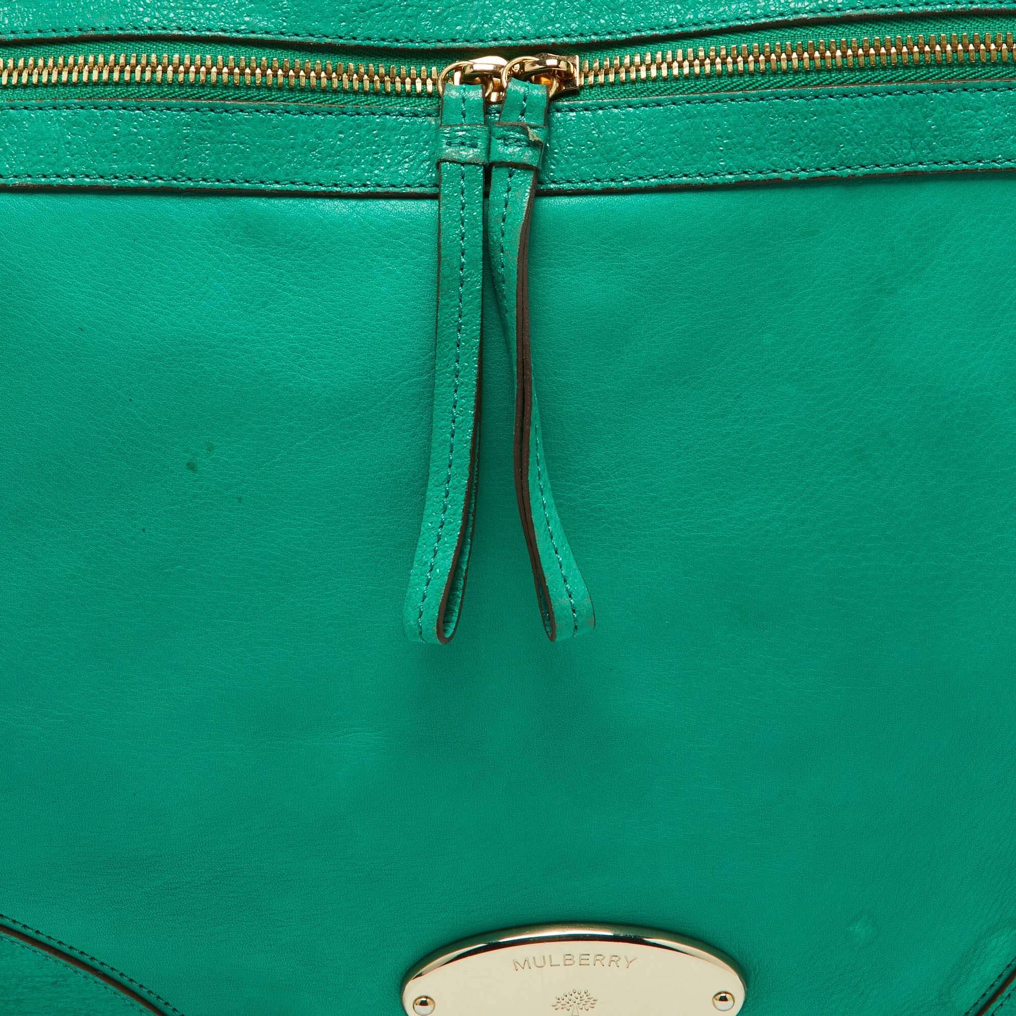 Mulberry Green Leather Taylor Top Handle Bag For Sale 12