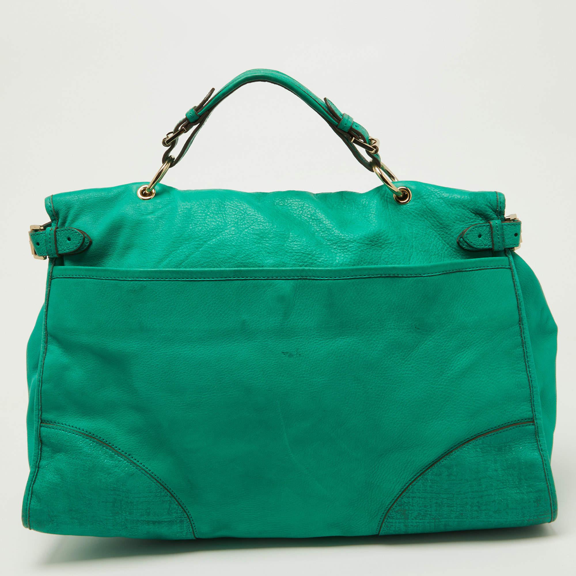 Mulberry Green Leather Taylor Top Handle Bag 13