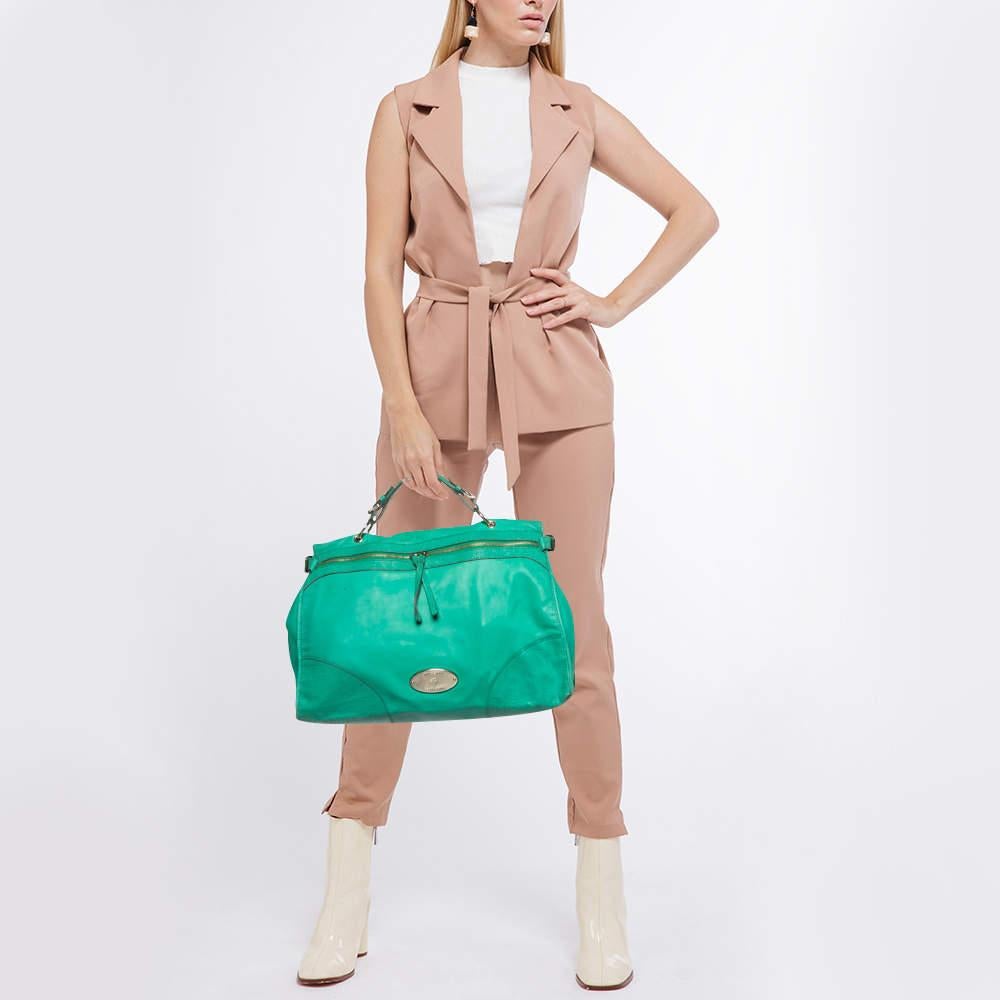 Mulberry Green Leather Taylor Top Handle Bag In Fair Condition For Sale In Dubai, Al Qouz 2