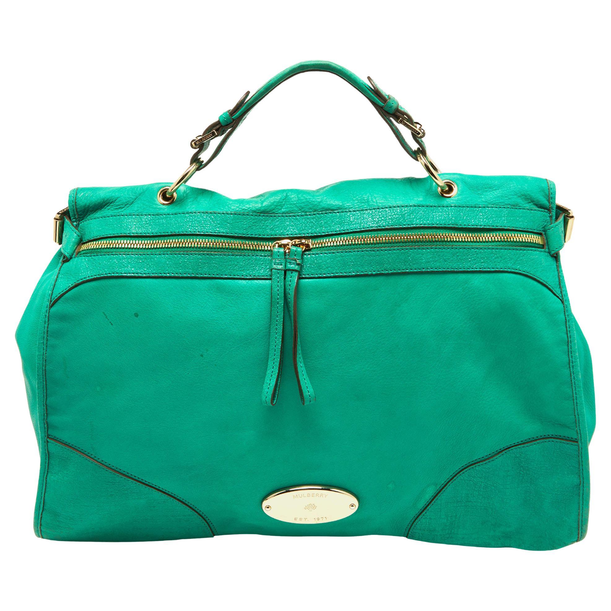 Mulberry Sac Taylor à poignée supérieure en cuir vert en vente