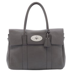 Used Mulberry Grey Grain Leather Bayswater Satchel