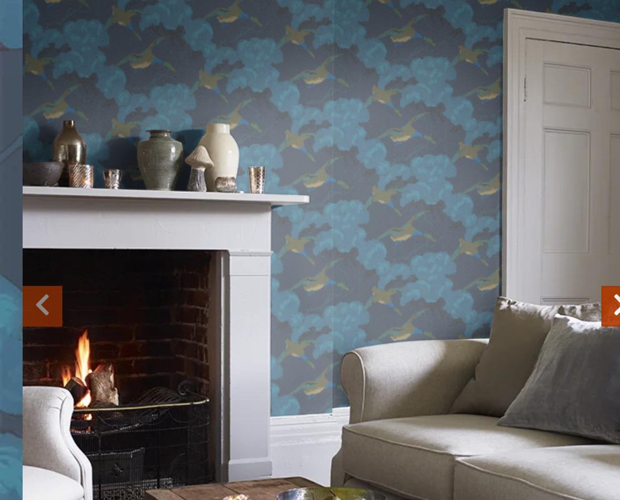 Carta da parati Mulberry Home 'Flying Ducks', rivestimento murale Indigo in vendita 1