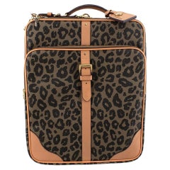 Mulberry Khaki Leopard Print Scotchgrain Canvas Trolley Suitcase