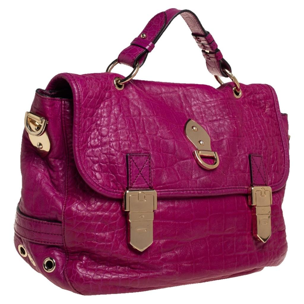 purple leather bag