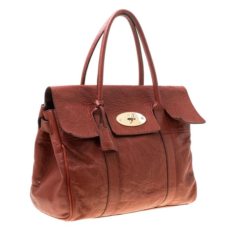 Brown Mulberry Mahogany Textured Leather Bayswater Satchel