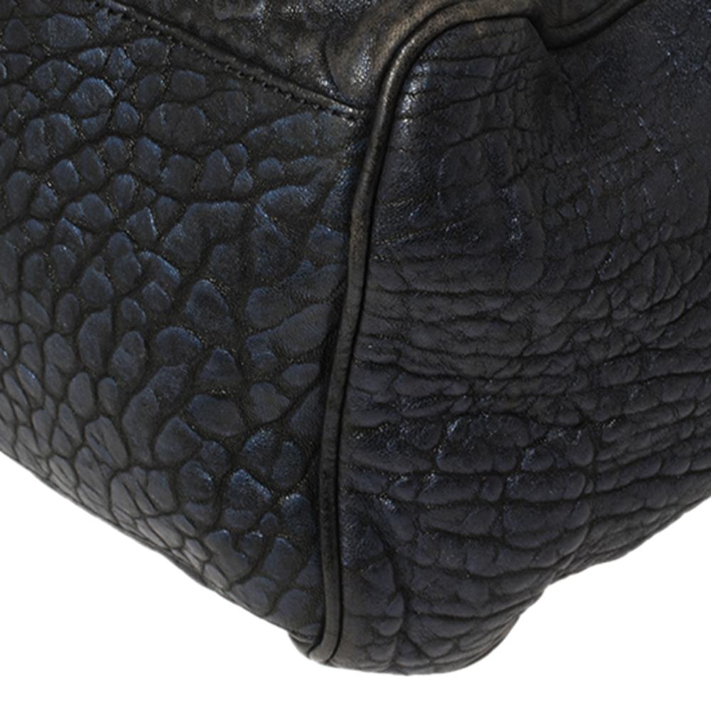 Mulberry Metallic Blue/Black Textured Leather Alexa Satchel 4