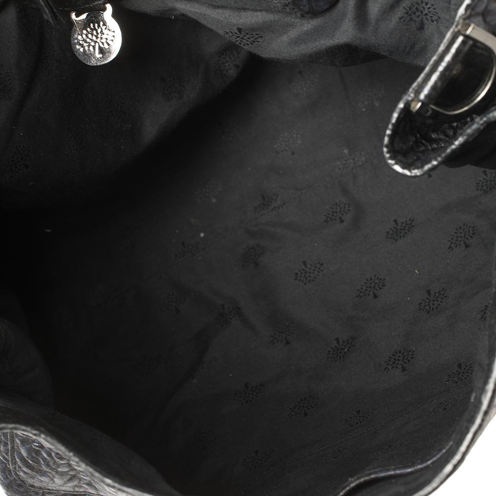 Mulberry Metallic Blue/Black Textured Leather Alexa Satchel In Fair Condition In Dubai, Al Qouz 2