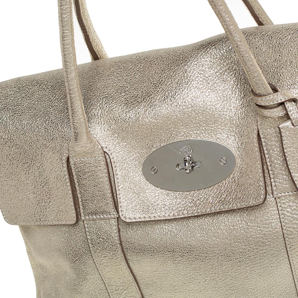 Mulberry Metallic Gold Crinkle Leather Bayswater Satchel 4