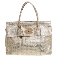 Mulberry - Sac à main Bayswater en cuir texturé or métallisé