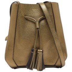Mulberry Metallic Green Leather Mini Millie Drawstring Bag