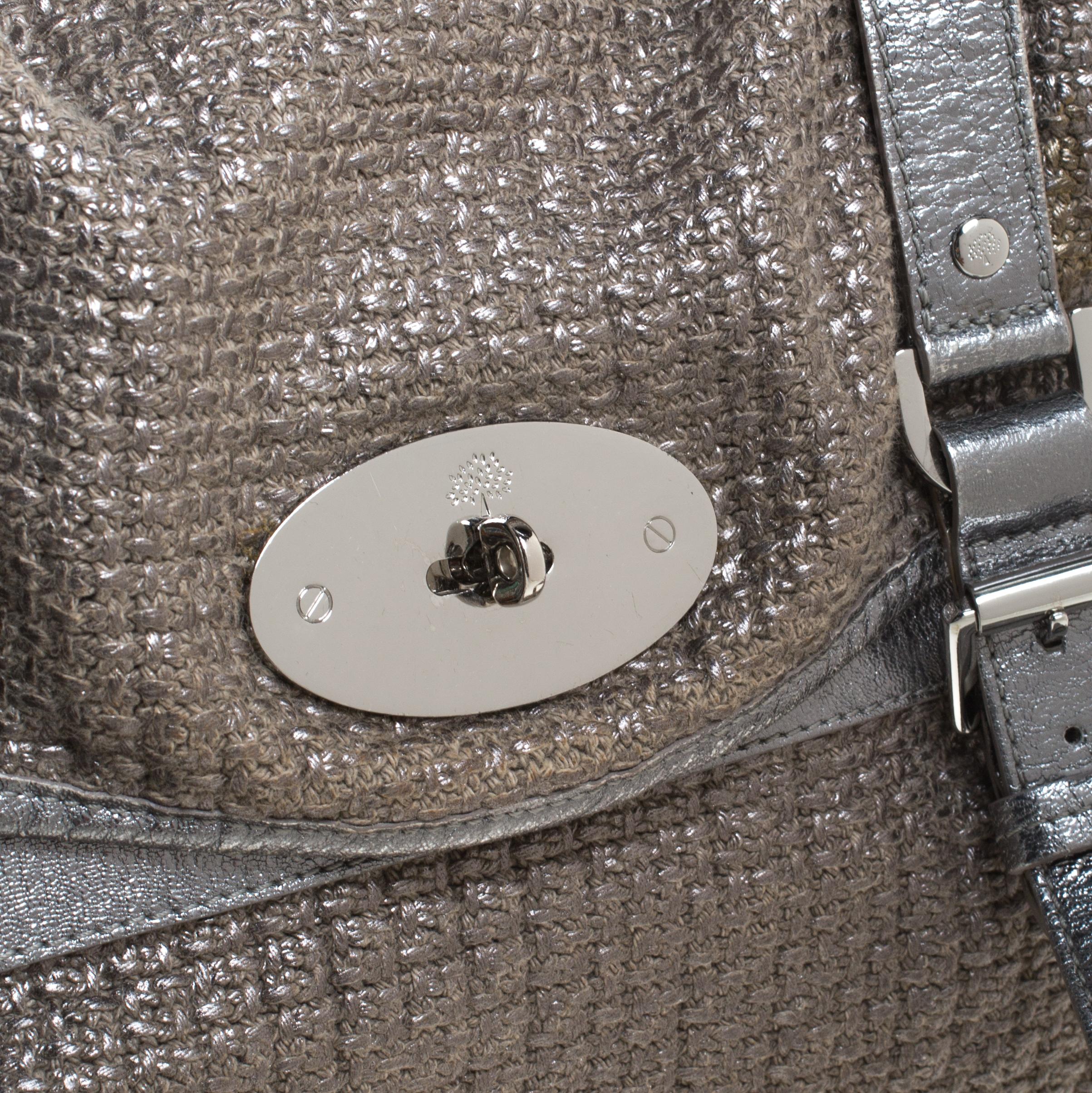 Mulberry Metallic Woven Fabric and Leather Alexa Top Handle Bag 1