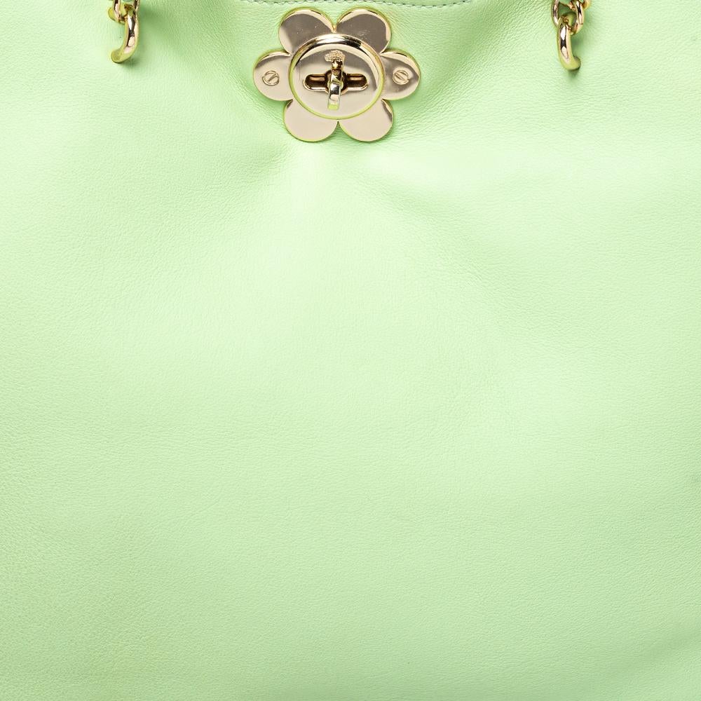 Mulberry Mint Green Leather Flower Cecily Tote 3
