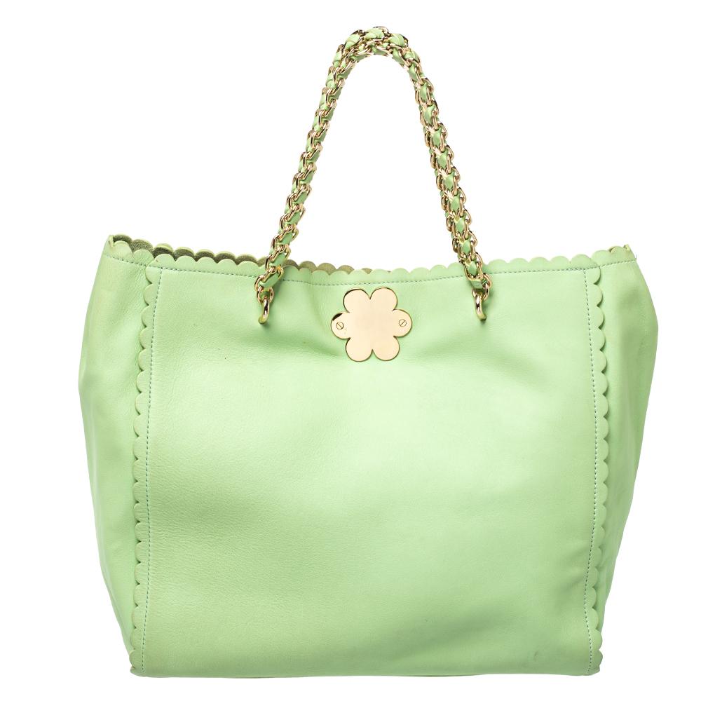 Mulberry has garnered a reputation for its elegant designs and British aesthetics. This Cecily tote is doused in a mint green hue with the signature lock on the front. Made from leather, it features twin handles and a spacious interior. We think