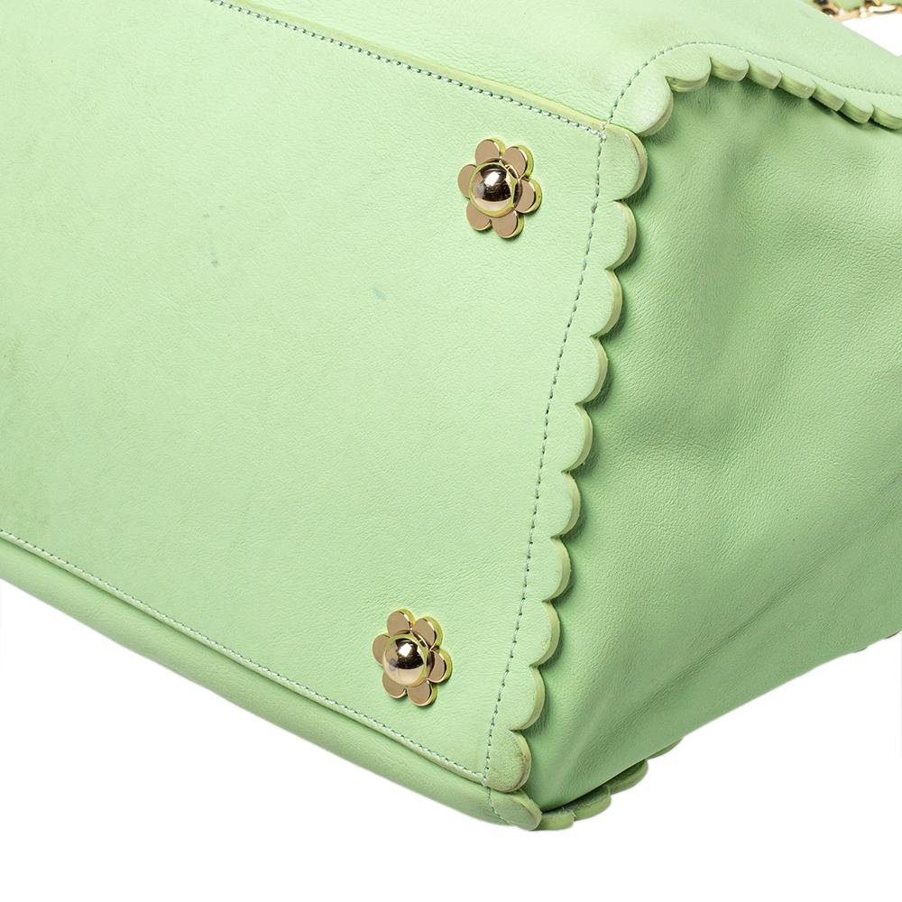 Mulberry Mint Green Leather Flower Cecily Tote 2