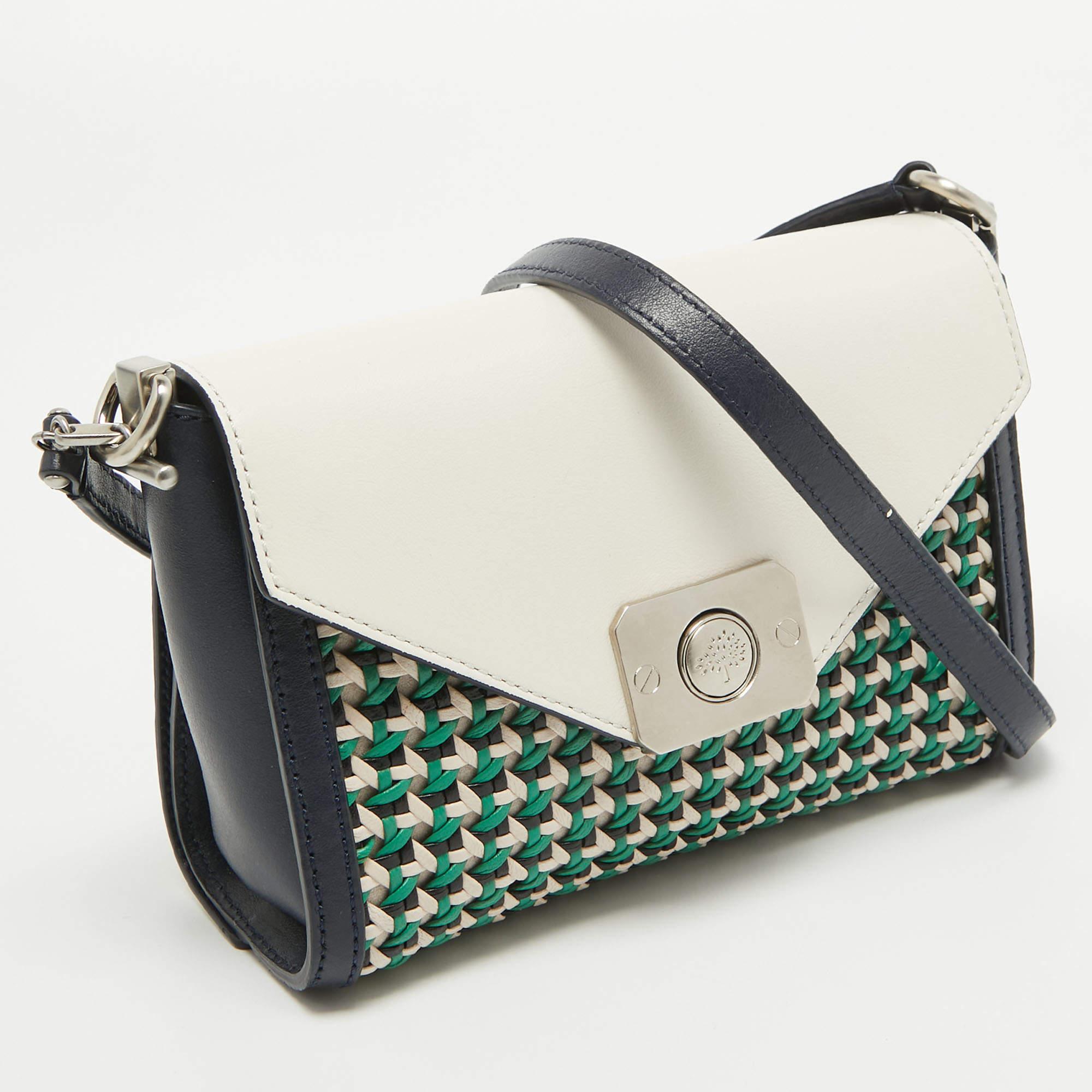Mulberry Multicolor Leather Woven Delphie Duo Flap Shoulder Bag 7