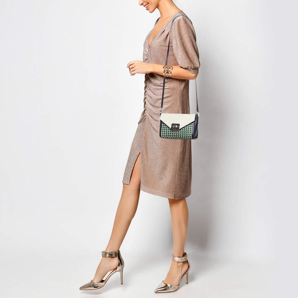 Mulberry Multicolor Leather Woven Delphie Duo Flap Shoulder Bag 8