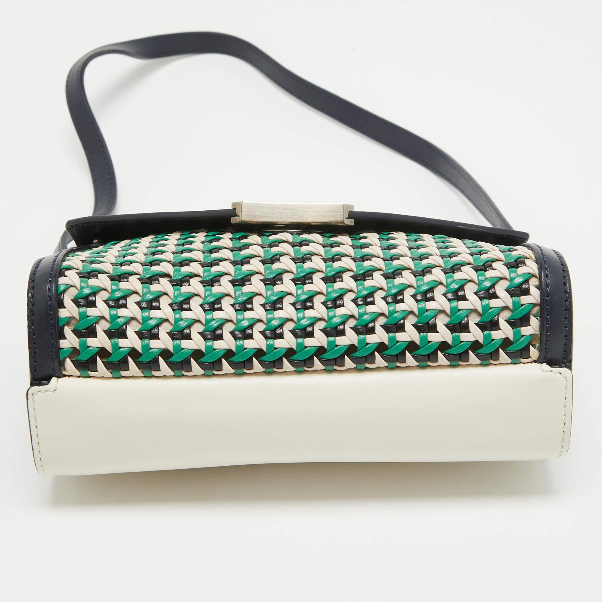 Women's Mulberry Multicolor Leather Woven Delphie Duo Flap Shoulder Bag