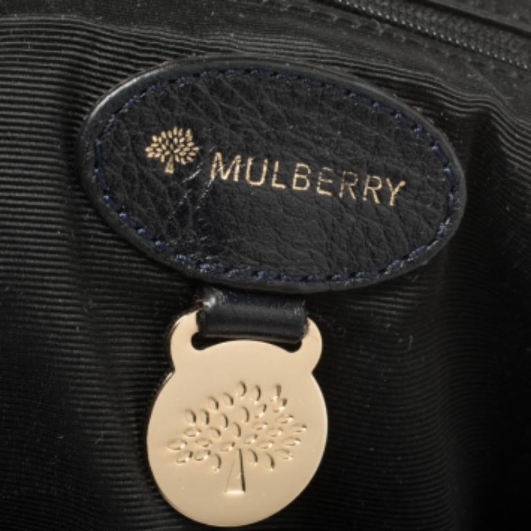 Women's Mulberry Navy Blue Croc Effect Suede Daria Shoulder Bag For Sale