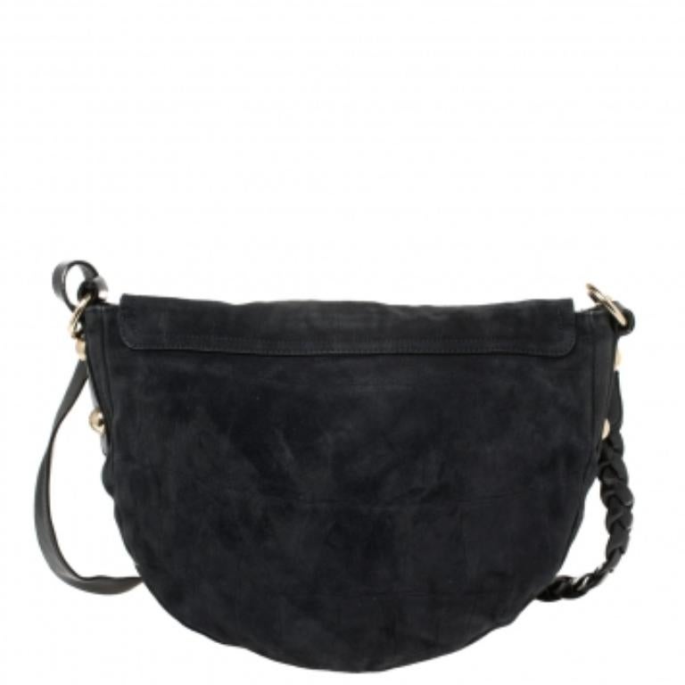 Mulberry Navy Blue Croc Effect Suede Daria Shoulder Bag For Sale 2