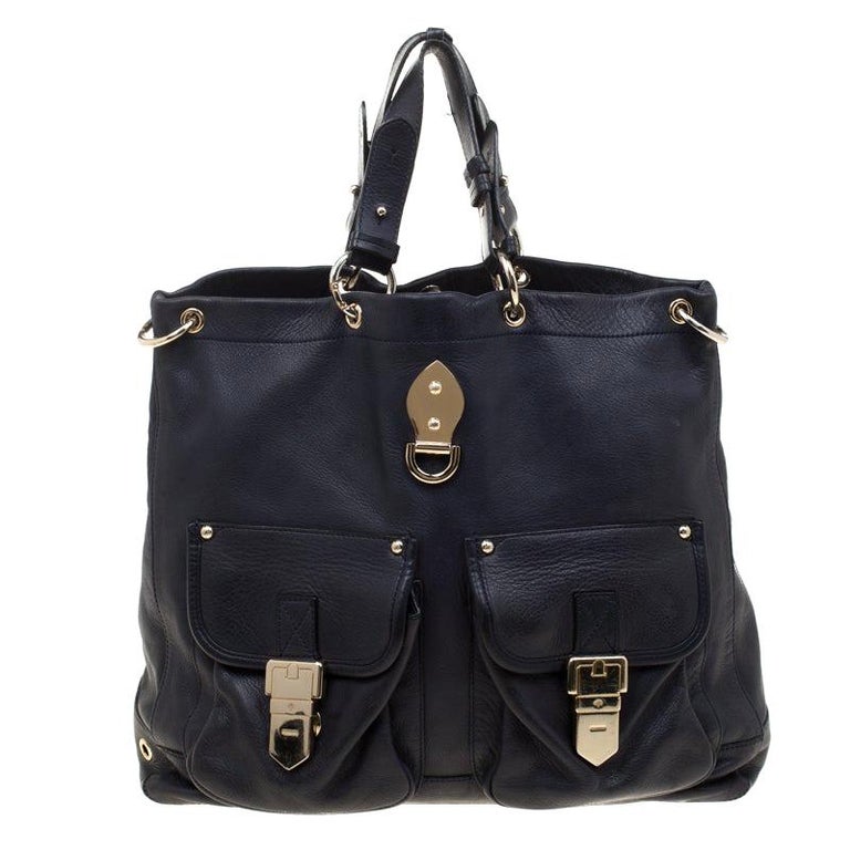 Mulberry Navy Blue Leather Tillie Top Handle Bag For Sale at 1stDibs