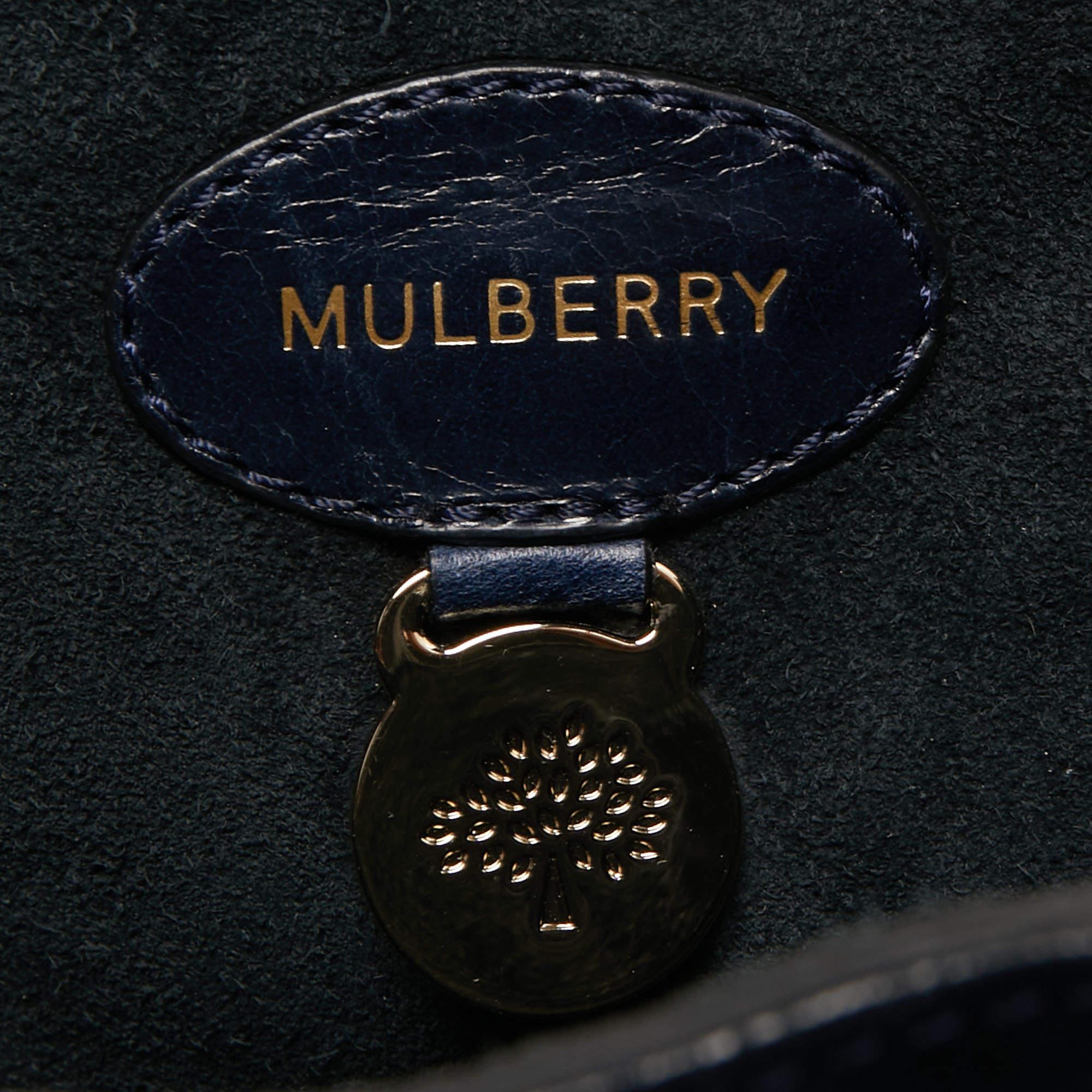 Mulberry Navy Blue Suede and Leather Bayswater Satchel 2